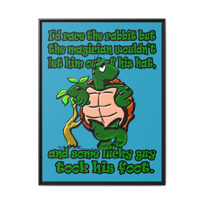 turtle race - framed canvas art (turquoise)