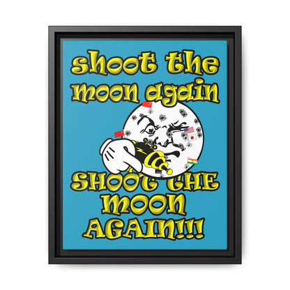 shoot the moon again - framed canvas art (turquoise)