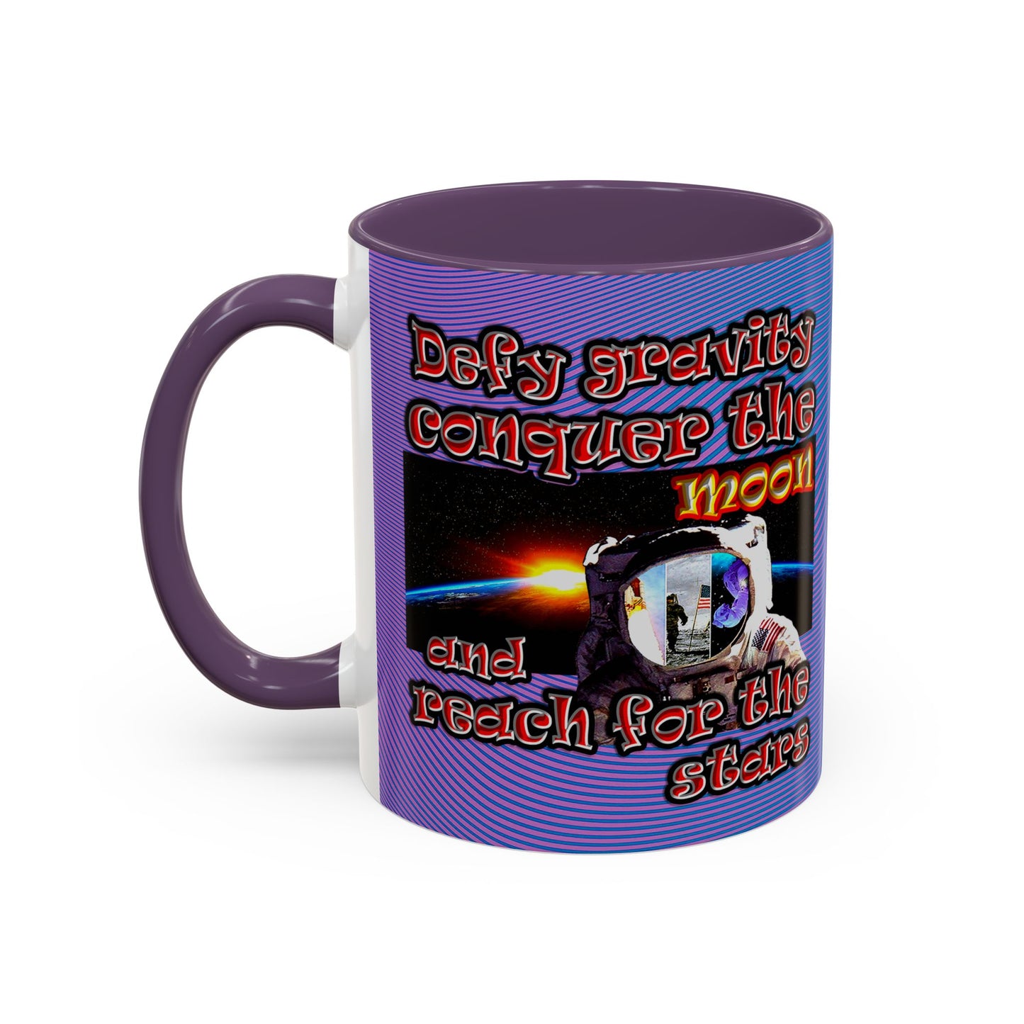 defy conquer reach - Accent Mug (light blue-purple wave)