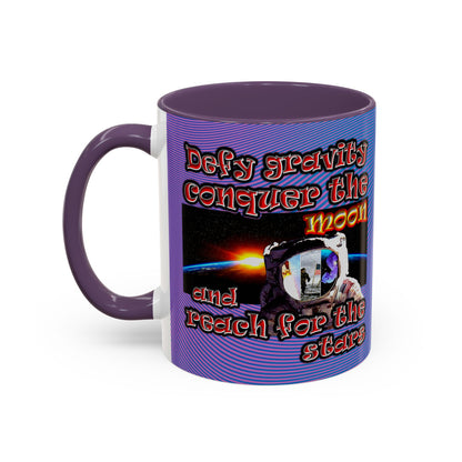 defy conquer reach - Accent Mug (light blue-purple wave)
