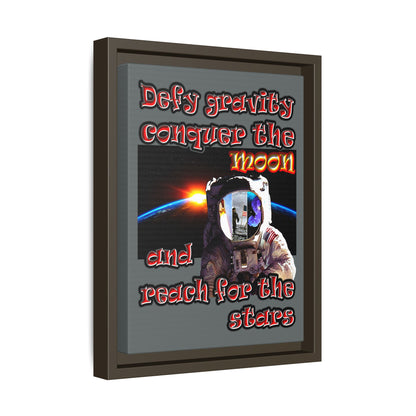 defy conquer reach - framed canvas art (dark grey)