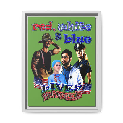 rw&b lives matter - framed canvas art (green)