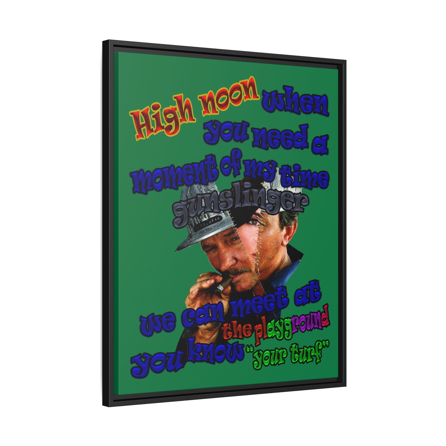 high noon - framed canvas art (dark green)