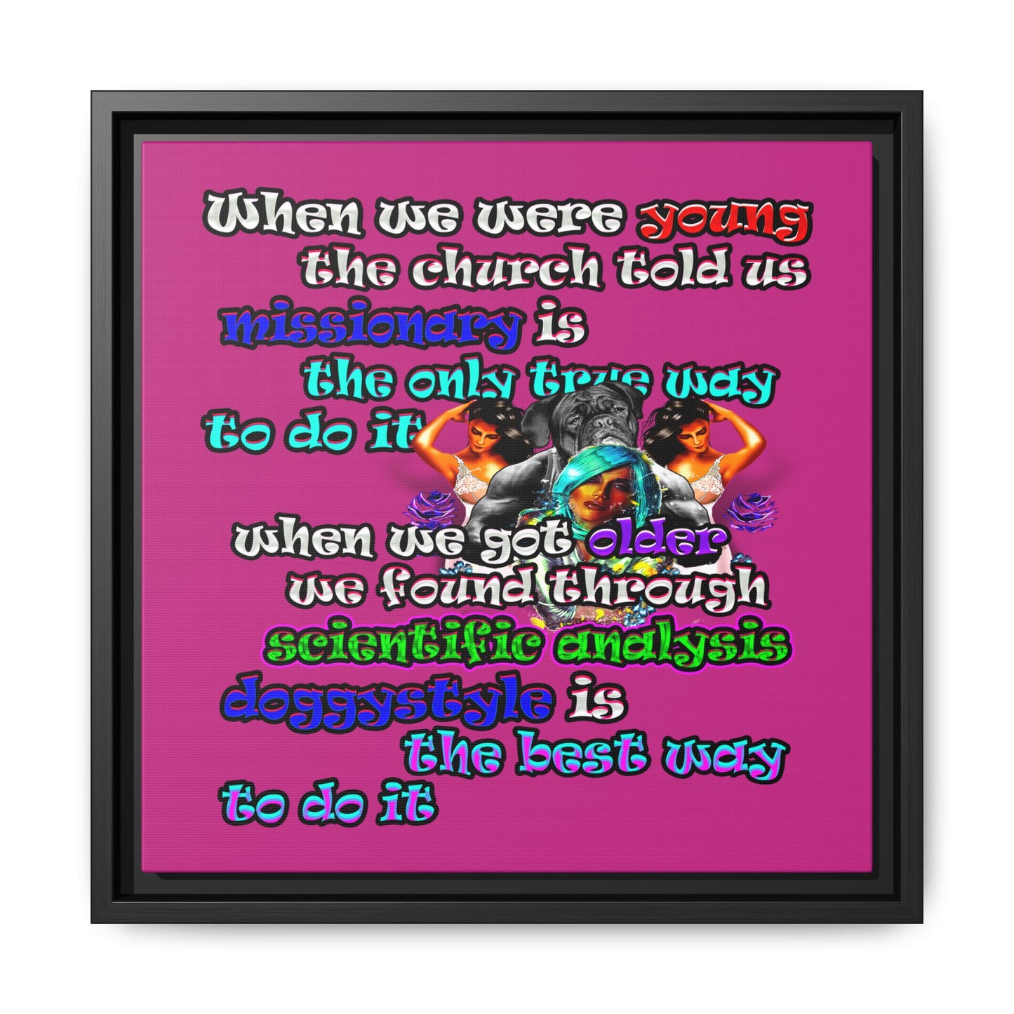 doggystyle - framed canvas art (pink)