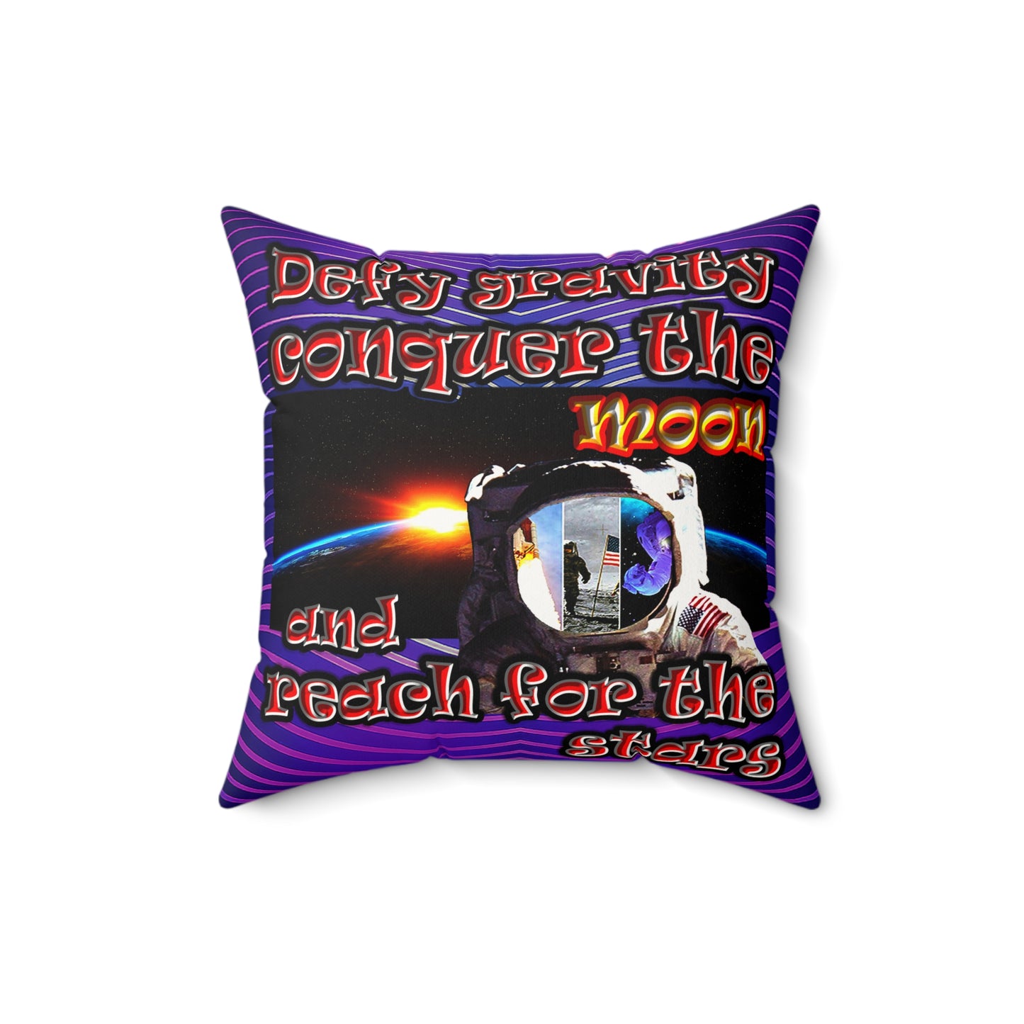 defy conquer reach - Faux Suede Square Pillow - (purple wave)