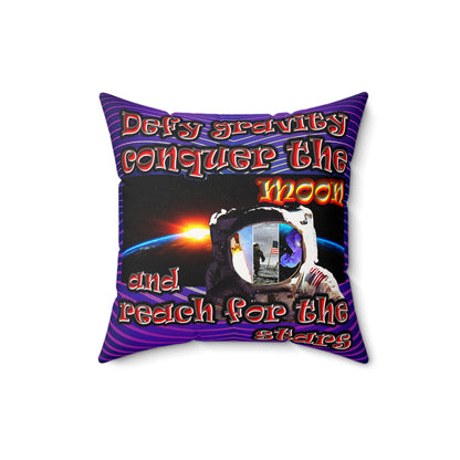 defy conquer reach - Faux Suede Square Pillow - (purple wave)