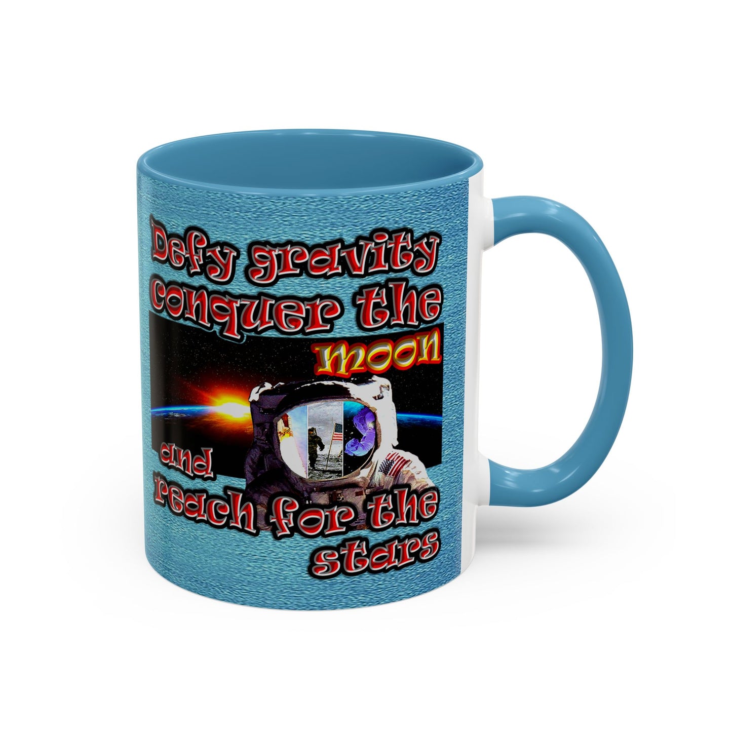 defy conquer reach - Accent Mug (faded blue)