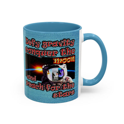 defy conquer reach - Accent Mug (faded blue)