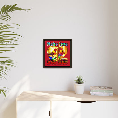 love peace - framed canvas art (dark red)