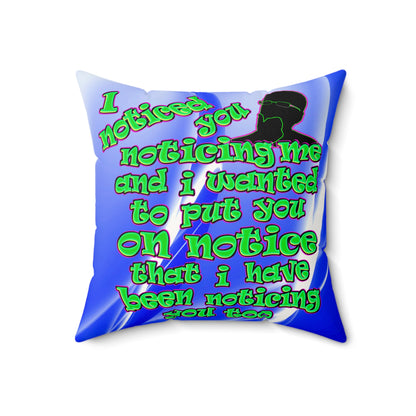 noticed you noticing - Faux Suede Square Pillow - (blue-white wave)