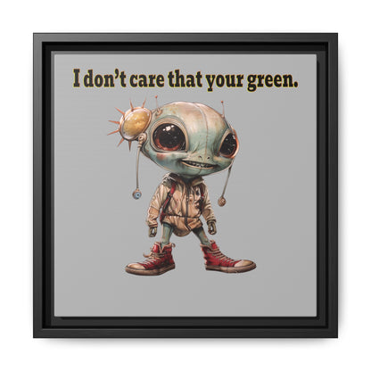 I don't care that your green - framed canvas art (light grey)