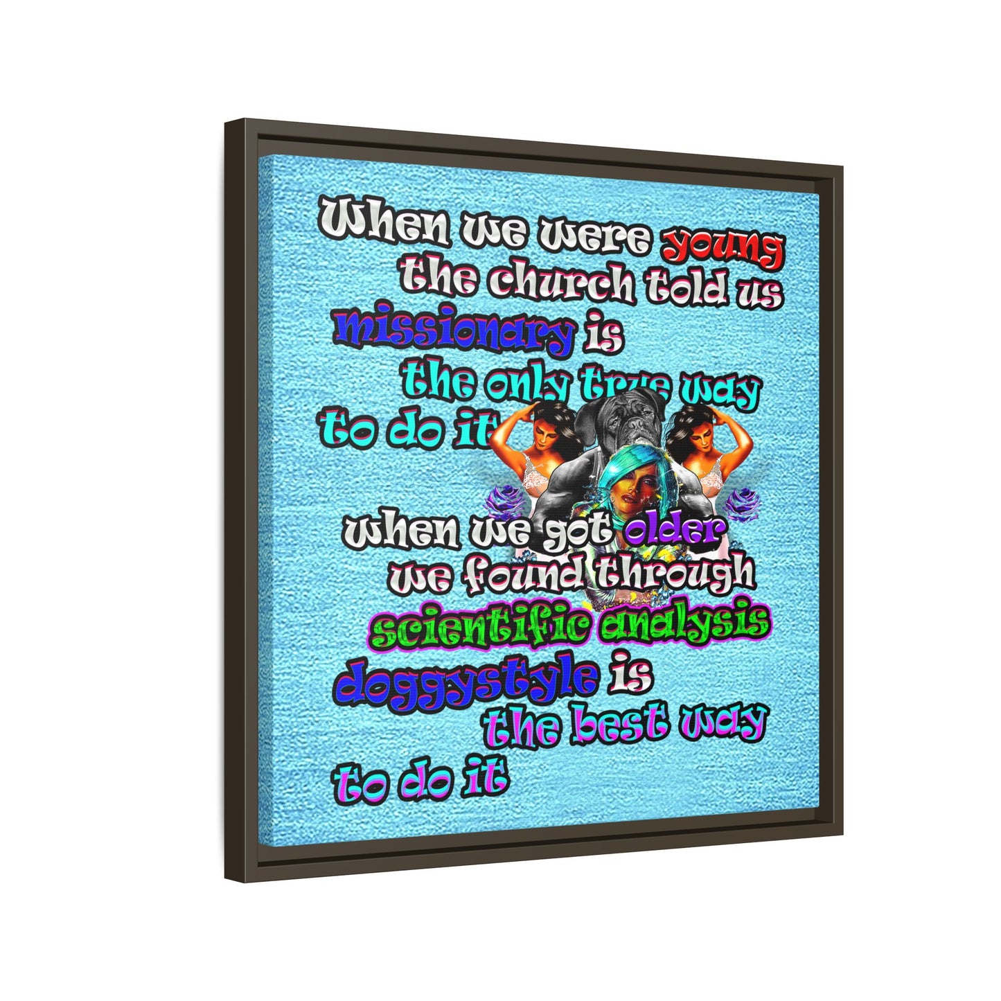 doggystyle - framed canvas art (faded blue)