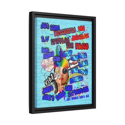 drop the beat - framed canvas art (faded blue)