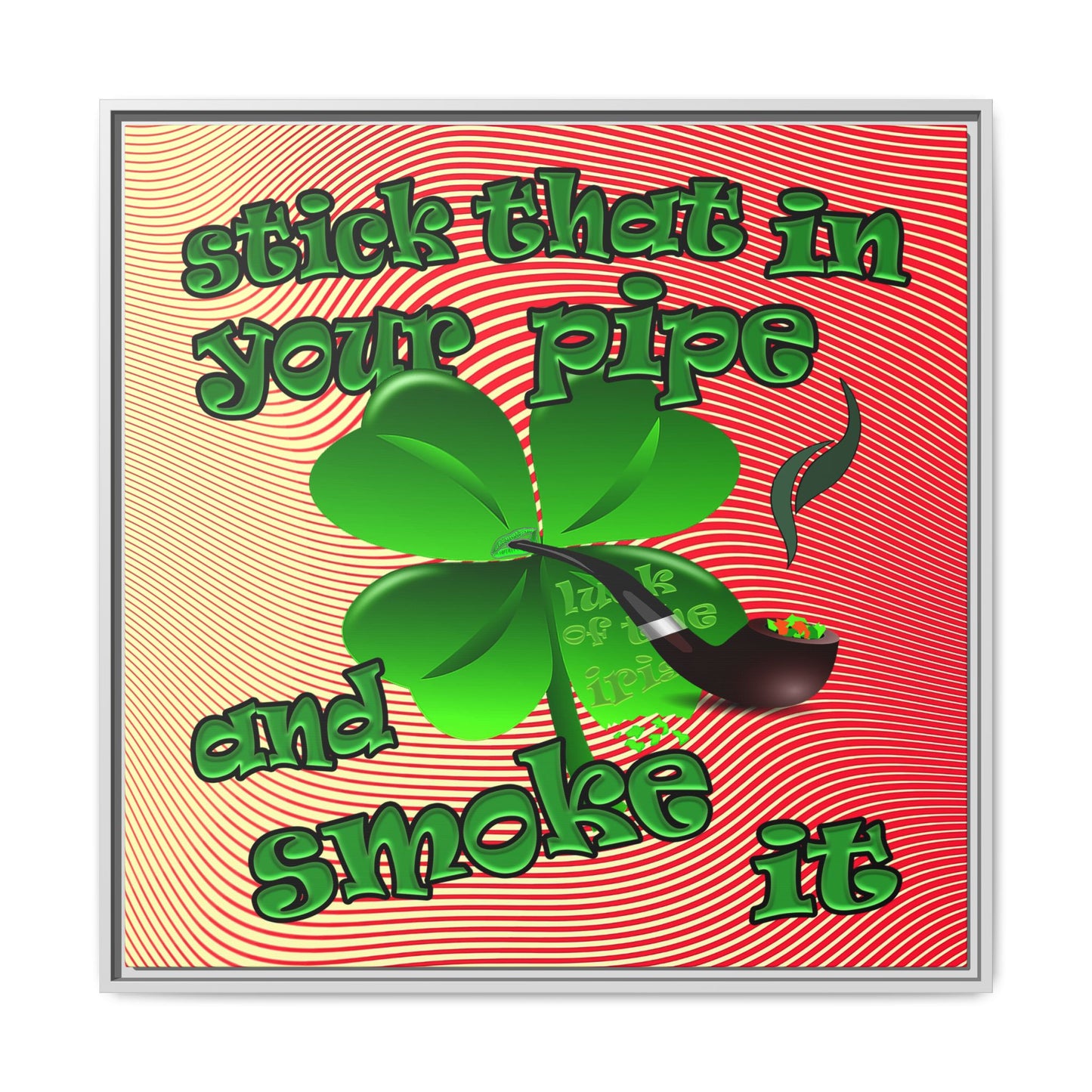 stick that in your pipe and smoke it - framed canvas art (yellow-orange wave)