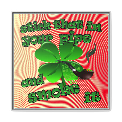 stick that in your pipe and smoke it - framed canvas art (yellow-orange wave)