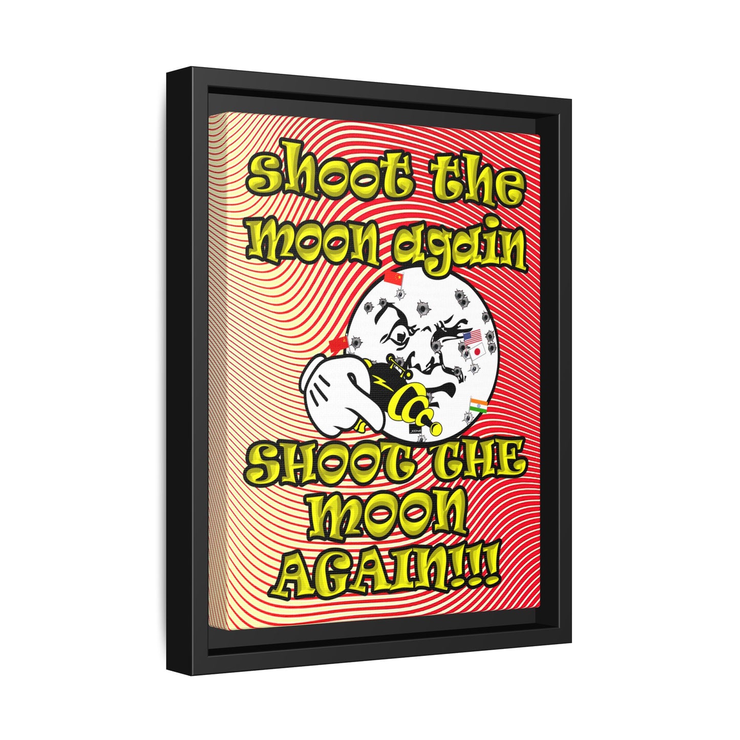 shoot the moon again - framed canvas art (yellow-orange wave)