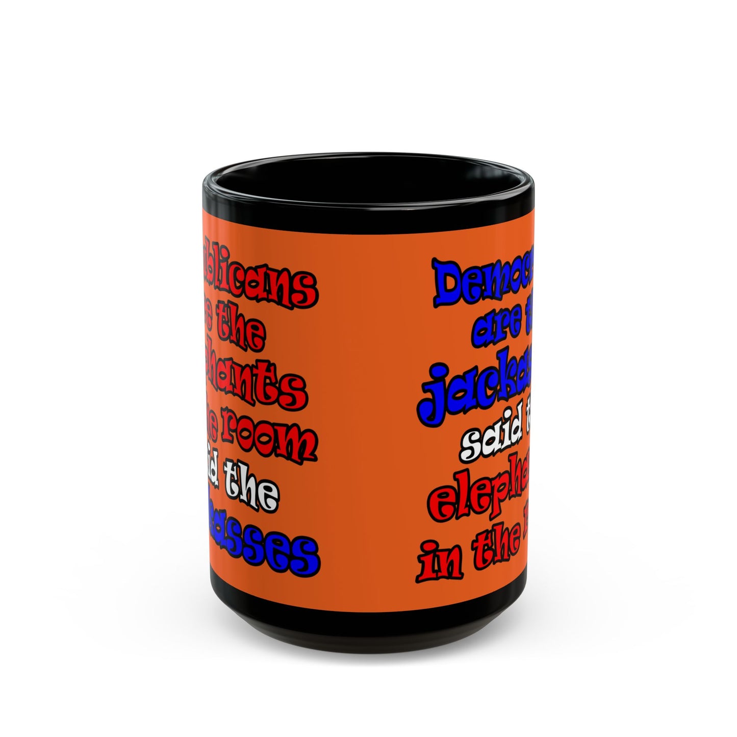 donkeys and elephants - Black Mug (orange)