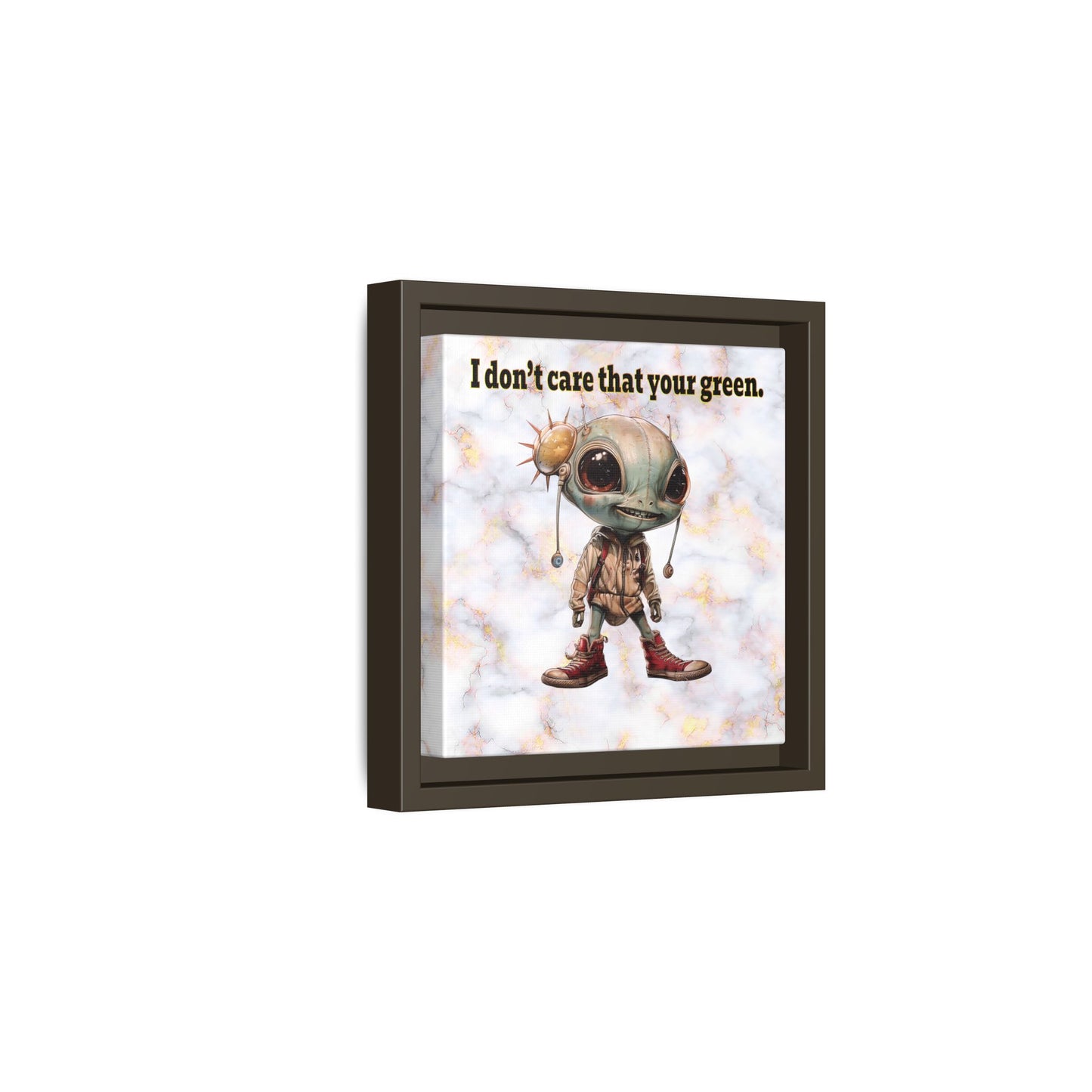 I don't care that your green - framed canvas art (white marble)