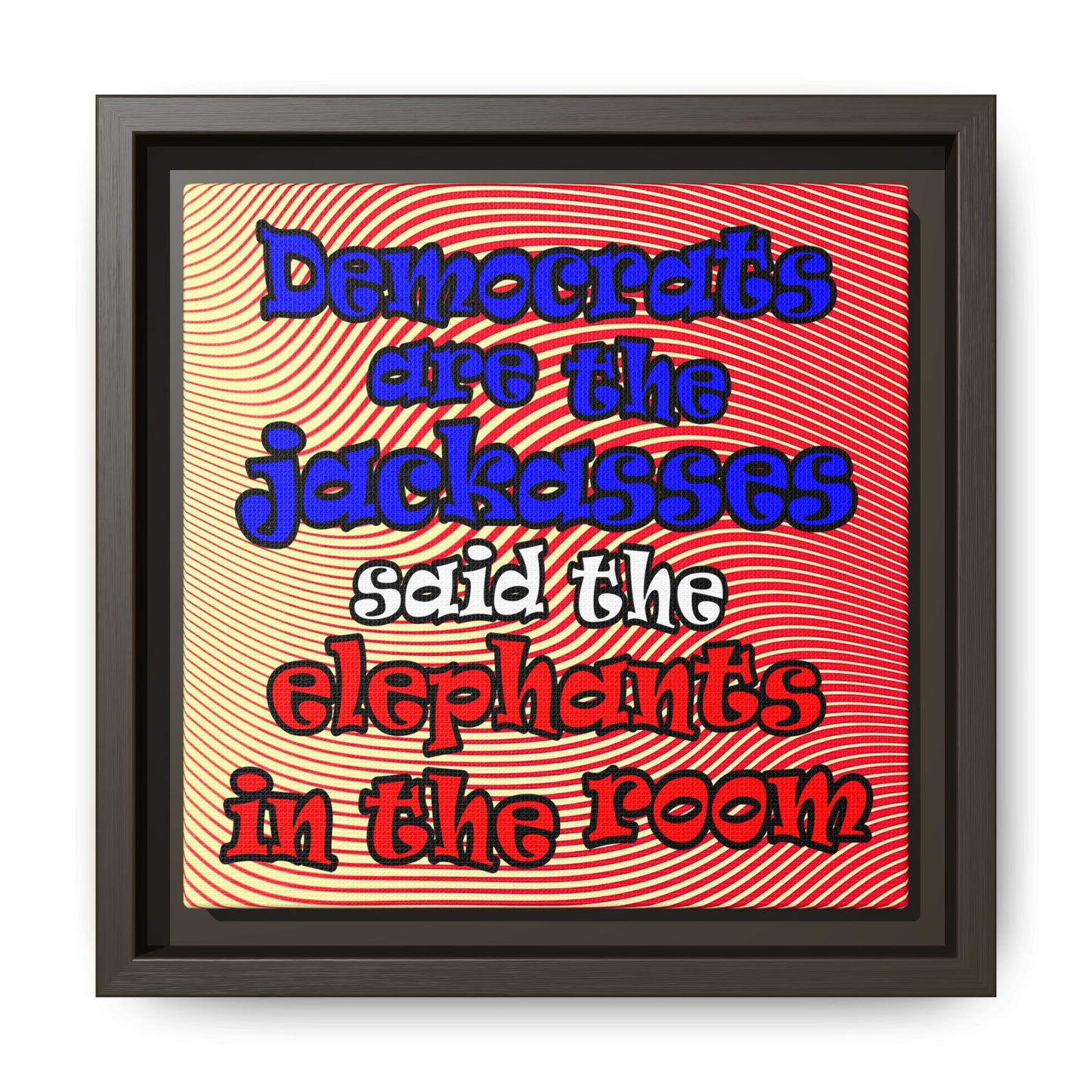 donkeys and elephants - framed canvas art (yellow-orange wave)