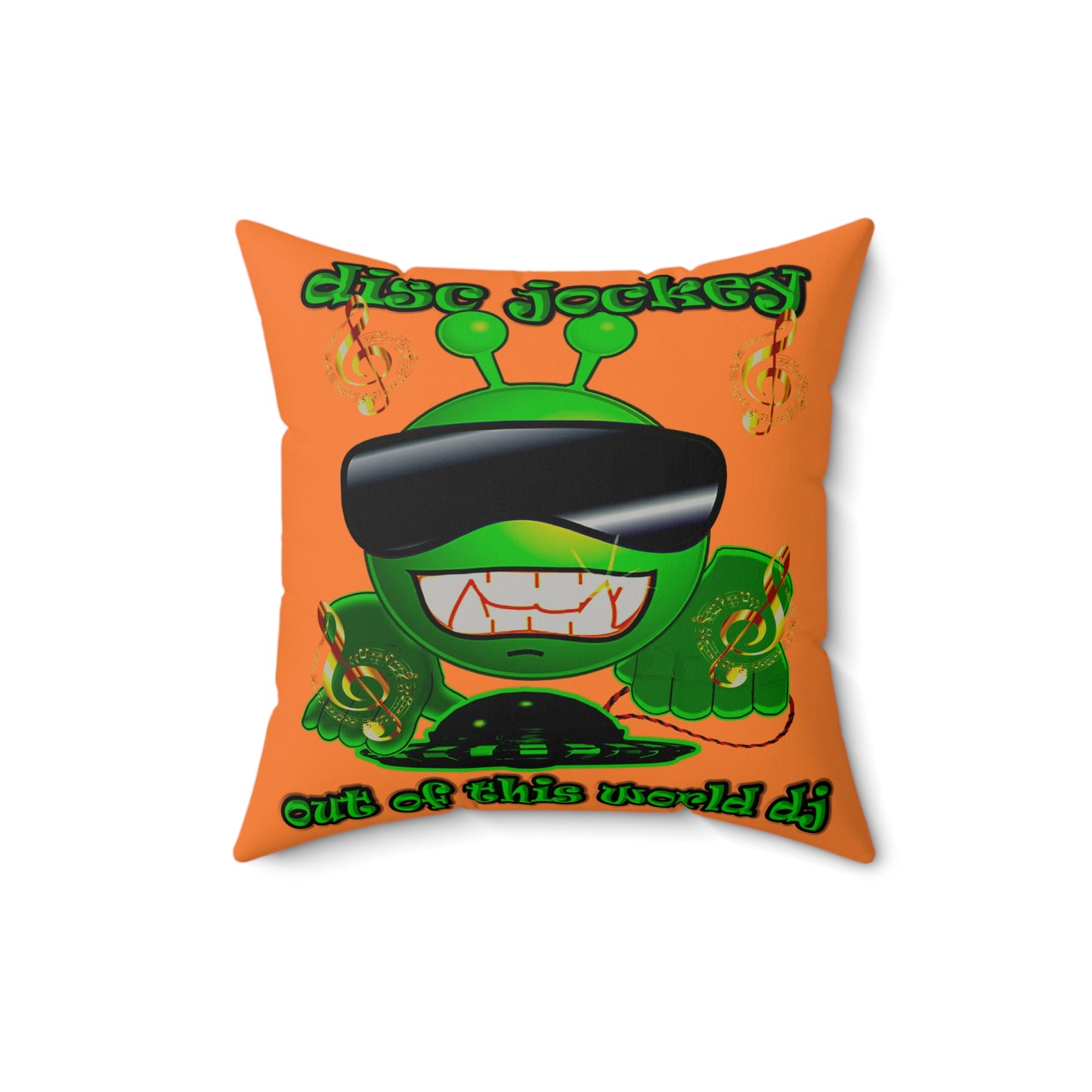 disc jockey - Faux Suede Square Pillow - (crusta)