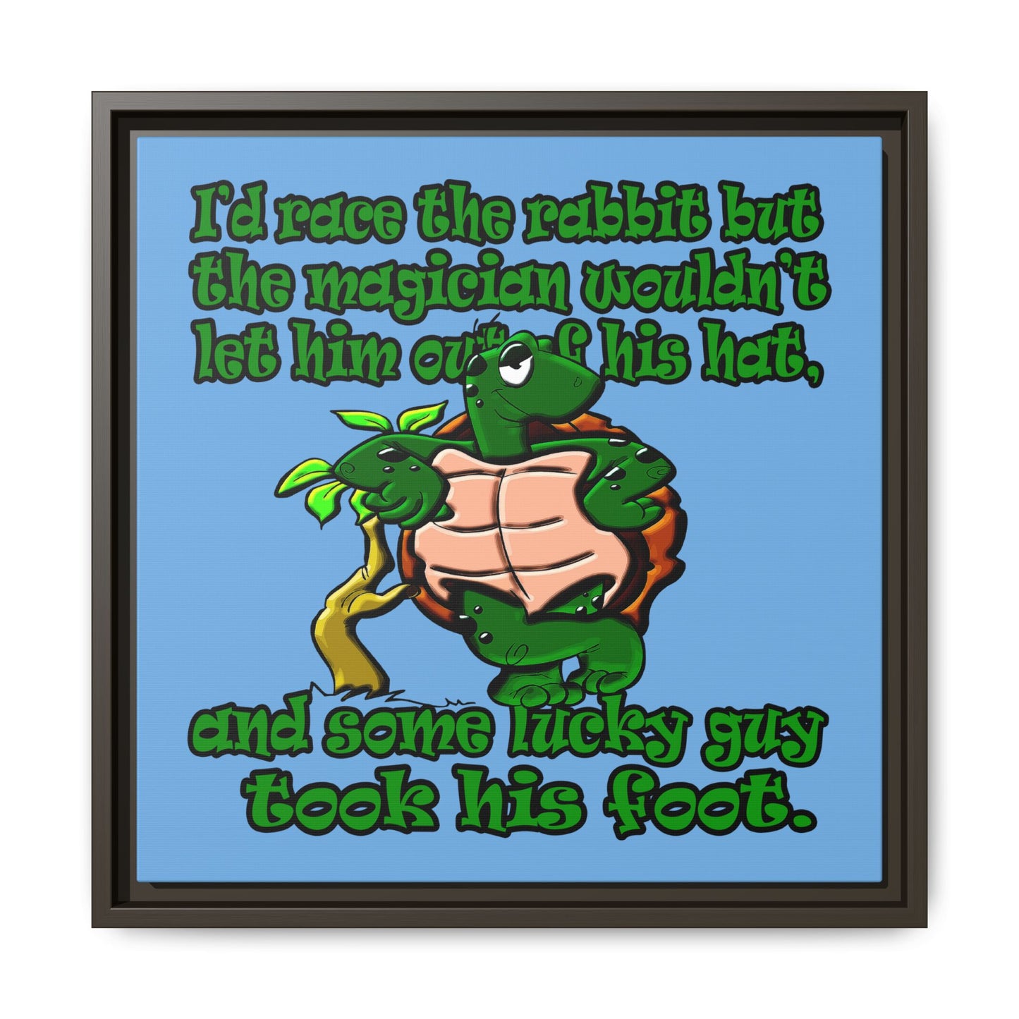 turtle race - framed canvas art (light blue)