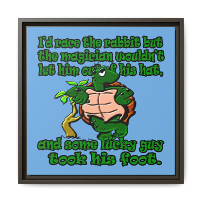 turtle race - framed canvas art (light blue)