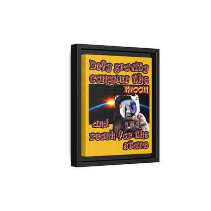 defy conquer reach - framed canvas art (yellow)