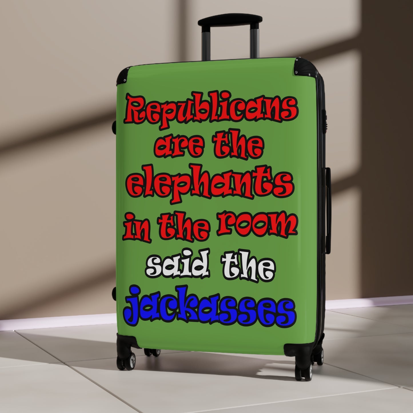 donkeys and elephants - Suitcase (green)