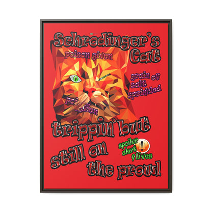 schrodinger's cat - framed canvas art (red)