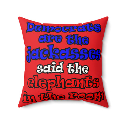 donkeys and elephants - Faux Suede Square Pillow - (red)