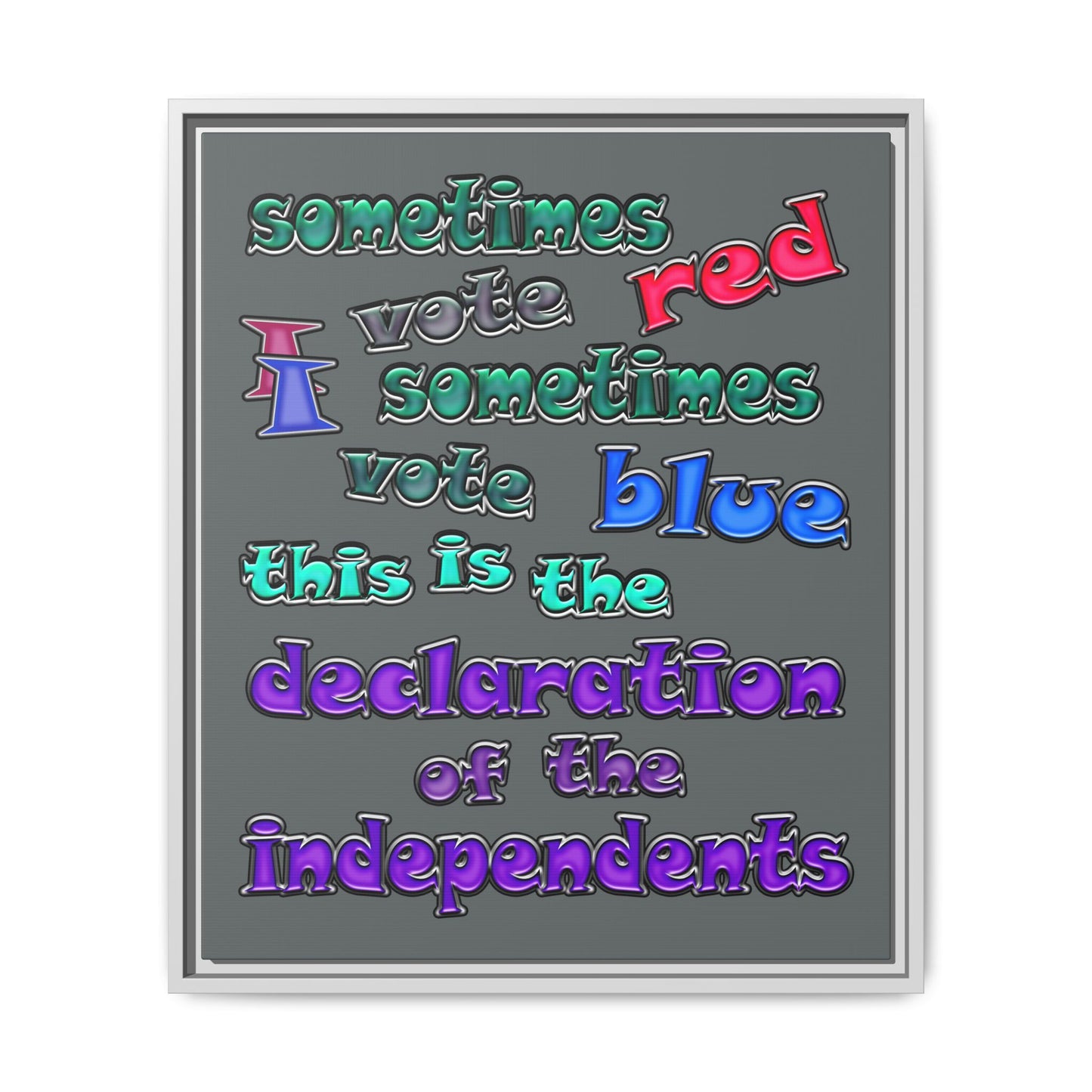 declaration of the independents - framed canvas art (dark grey)
