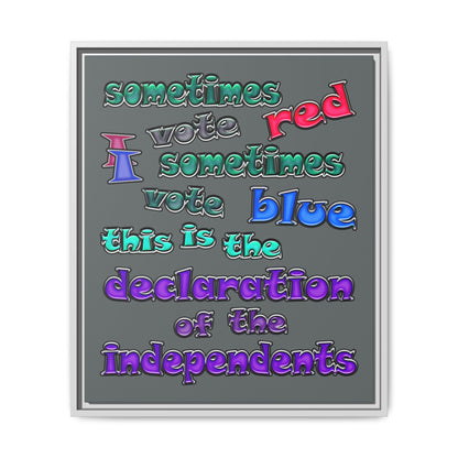 declaration of the independents - framed canvas art (dark grey)