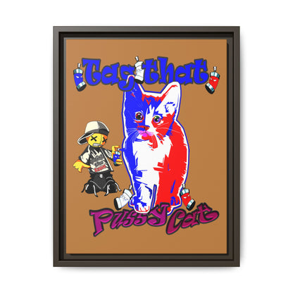 tag that - framed canvas art (light brown)