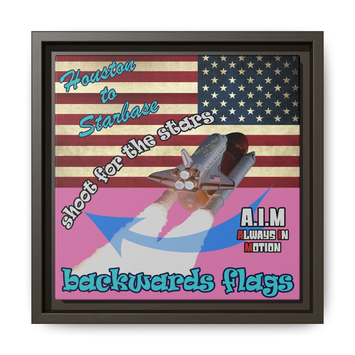 shoot for the stars - framed canvas art (light pink)