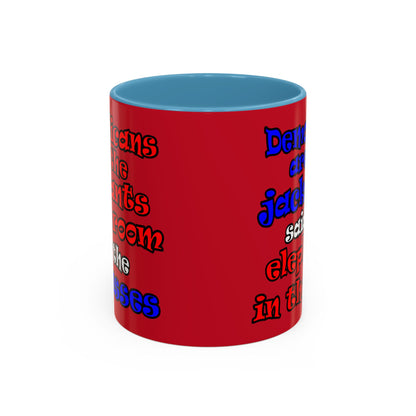 donkeys and elephants - Accent Mug (dark red)