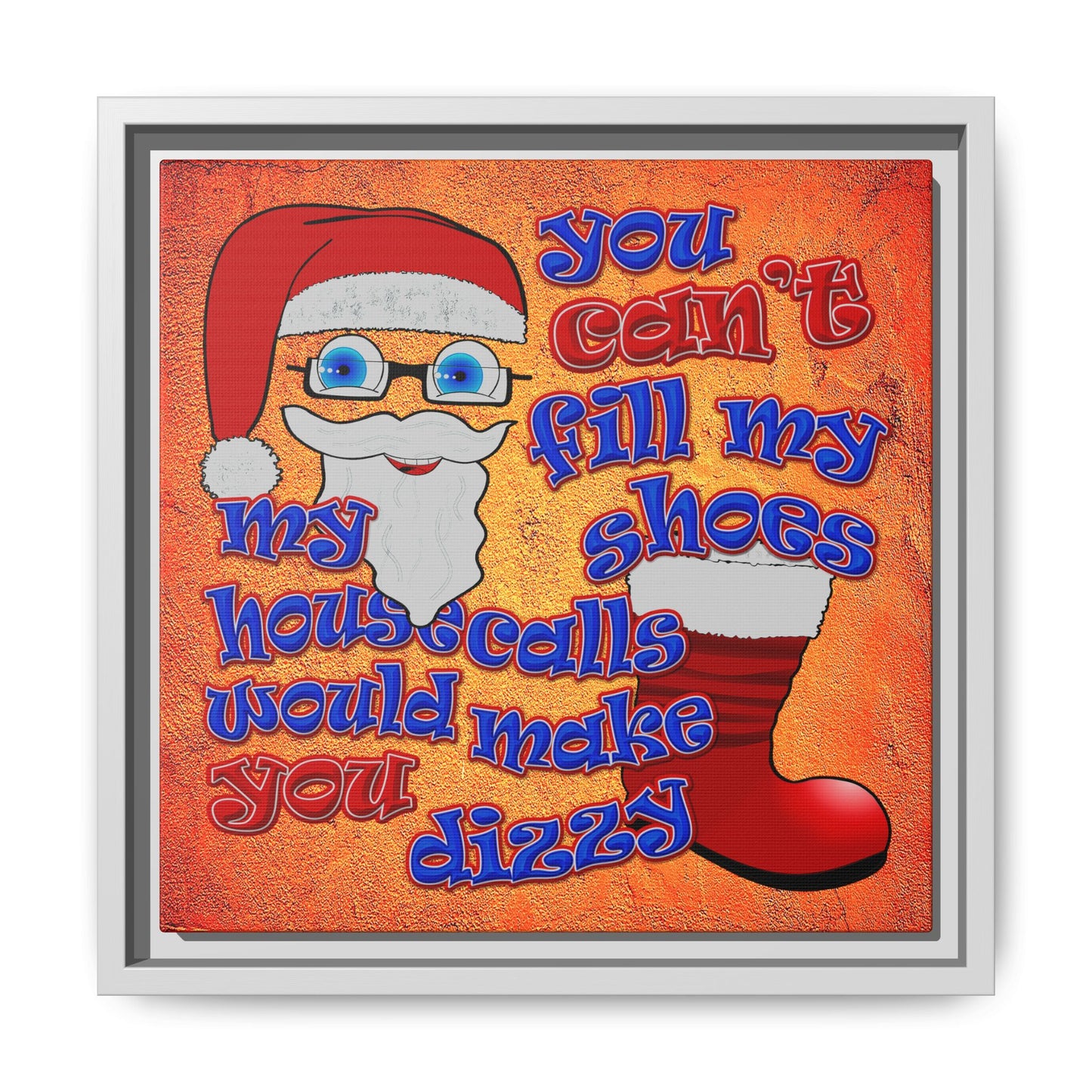 santa's shoes - framed canvas art (burnt orange)