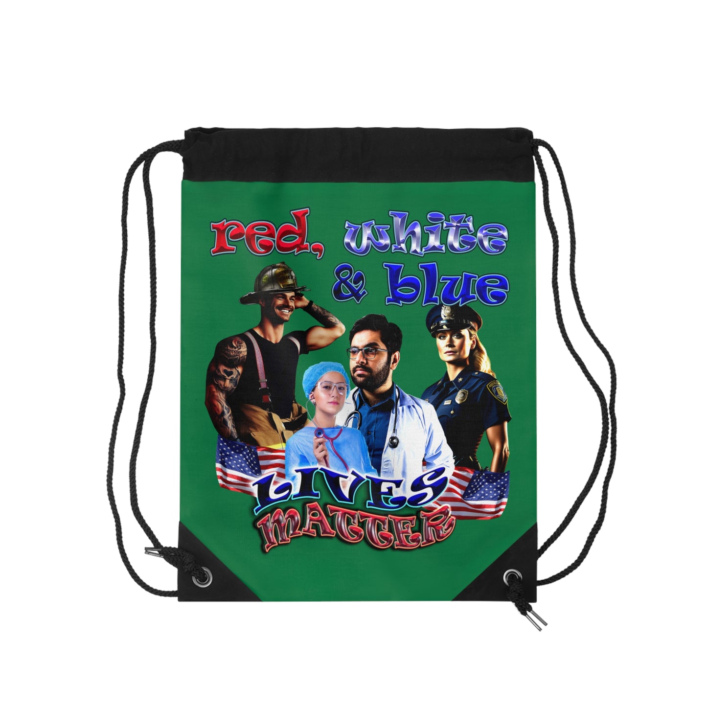 rw&b lives matter - Drawstring Bag (dark green)