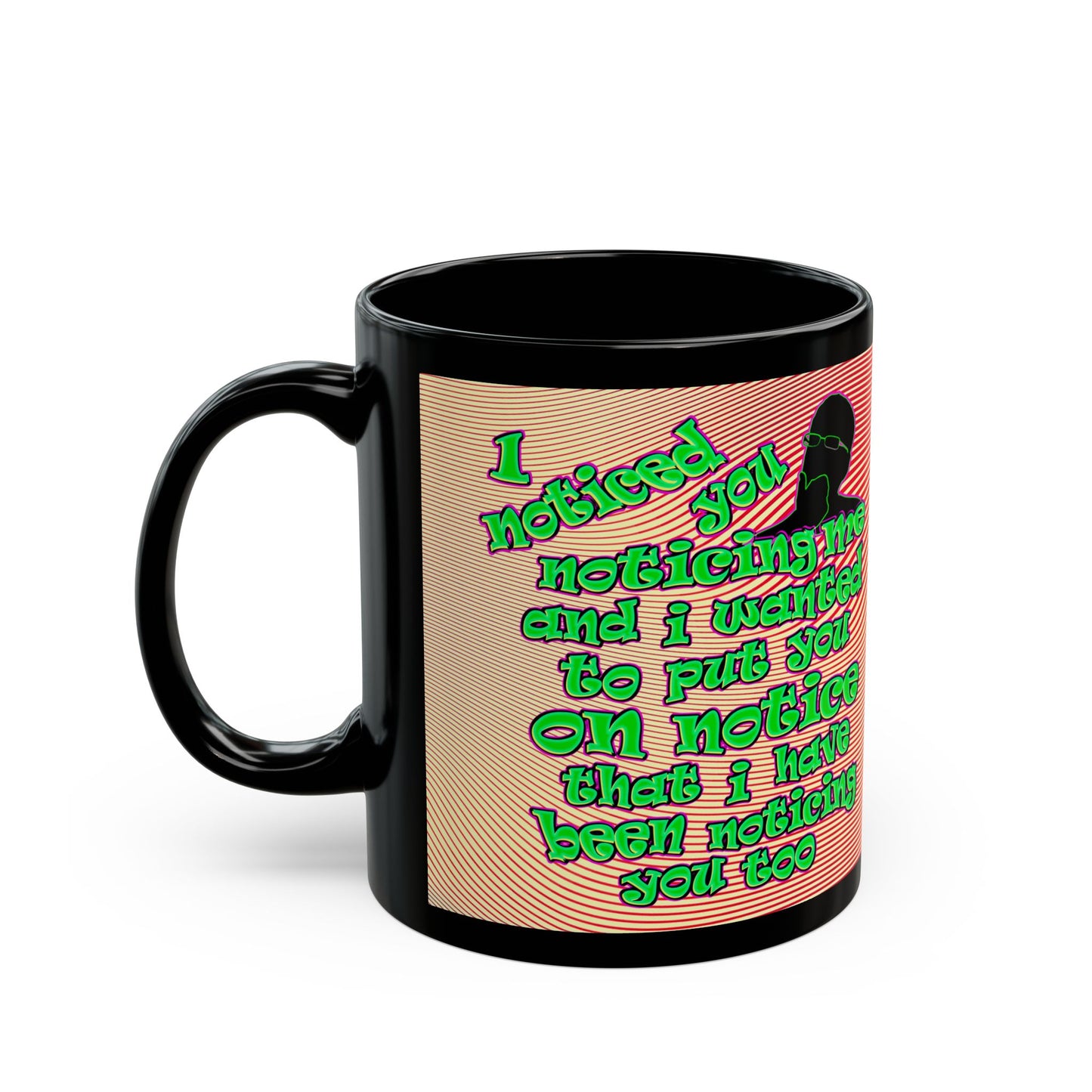 noticed you noticing - Black Mug (yellow-orange wave)