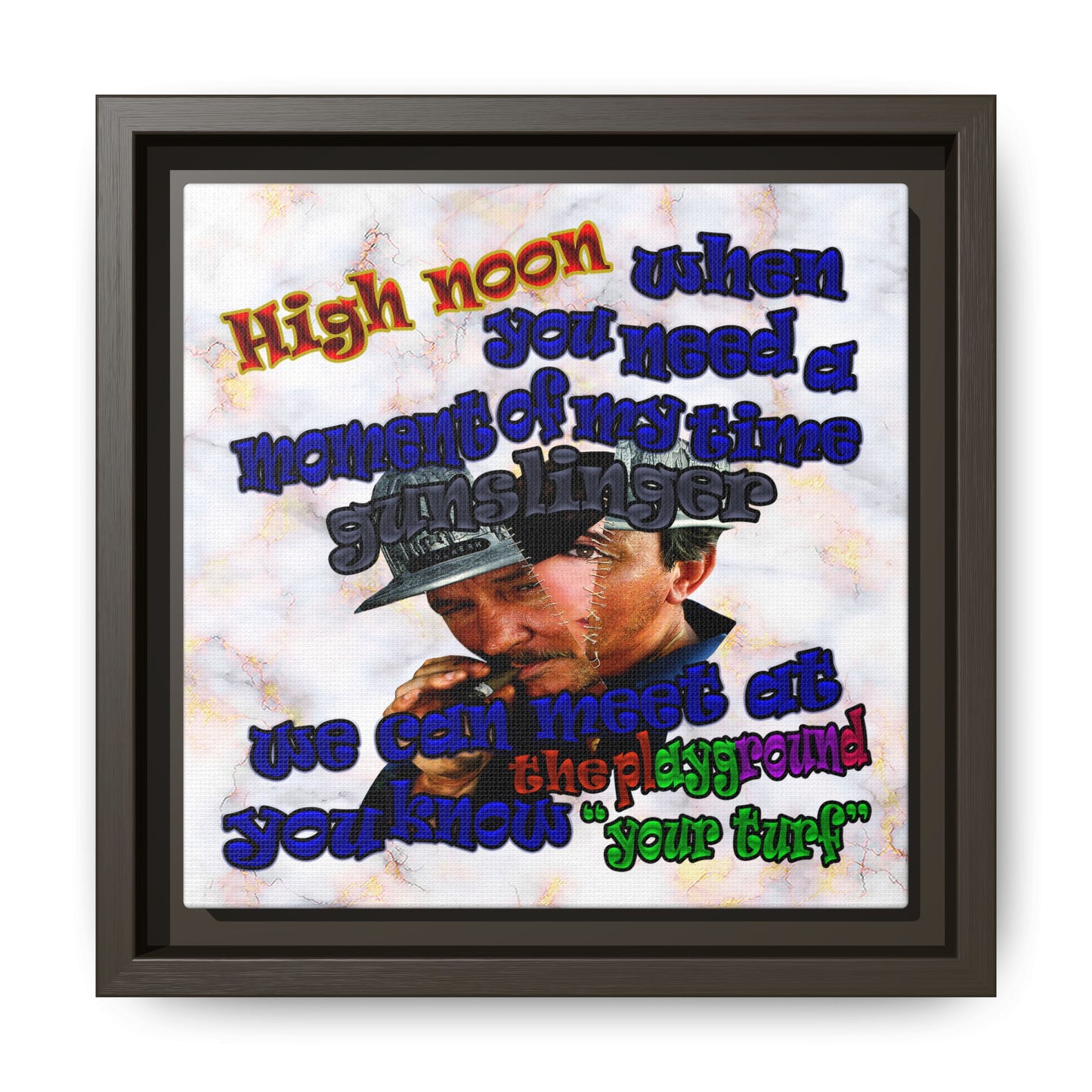 high noon - framed canvas art (white marble)