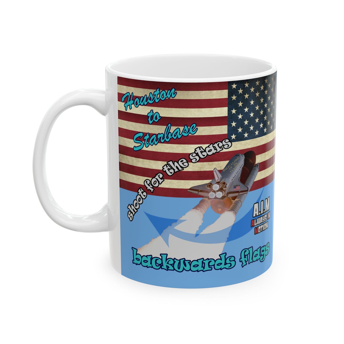 shoot for the stars - White Mug (light blue)