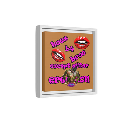 hoes b4 bros - framed canvas art (light brown)