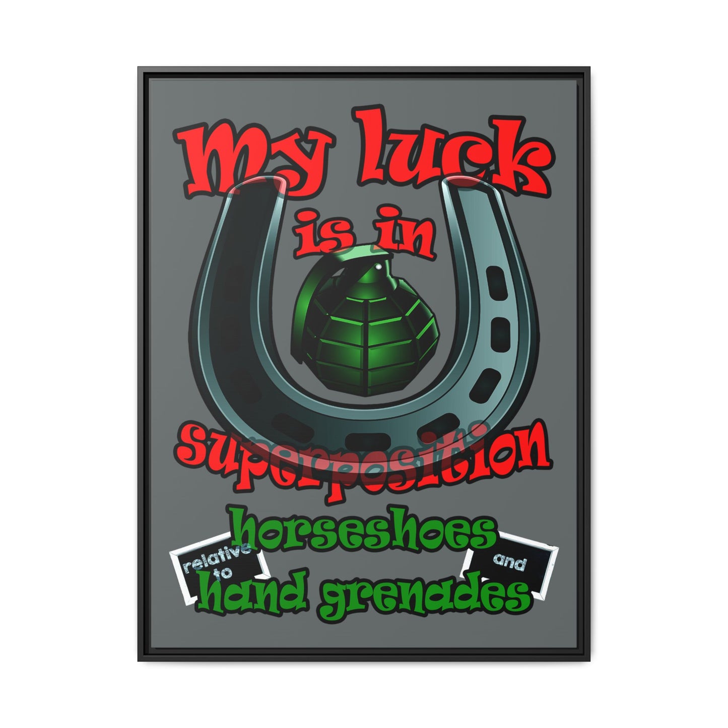 my luck - framed canvas art (dark grey)