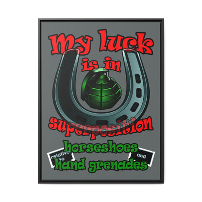 my luck - framed canvas art (dark grey)