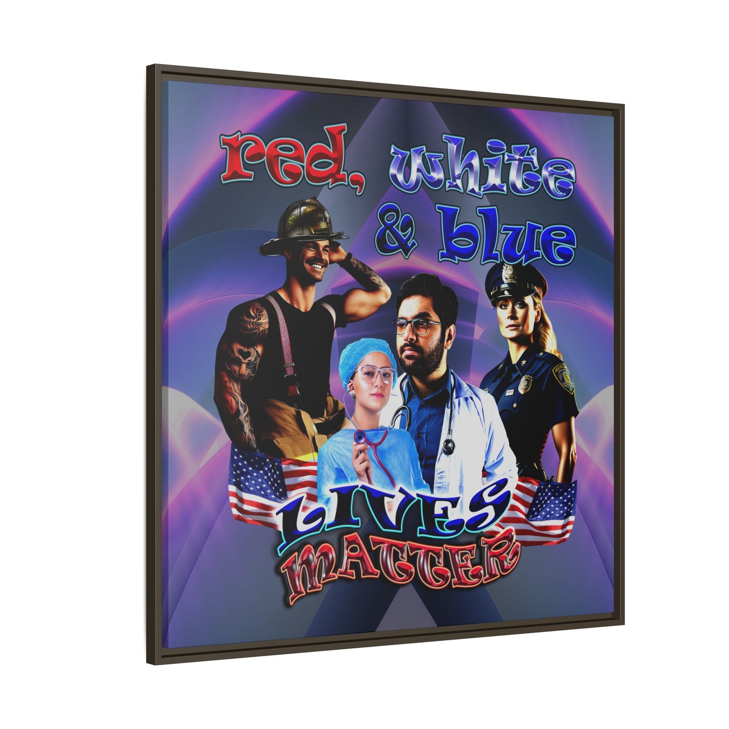 rw&b lives matter - framed canvas art (grey-pink wave)