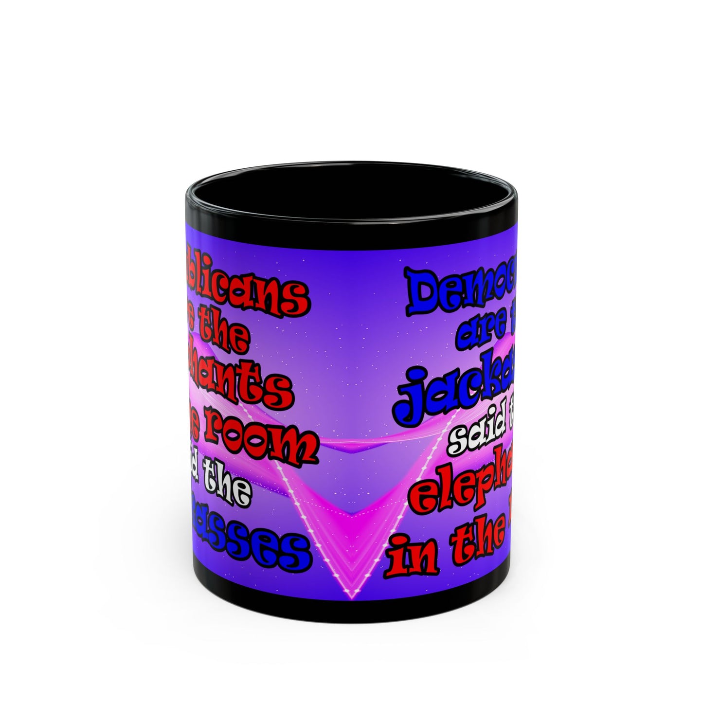 donkeys and elephants - Black Mug (purple-pink wave)