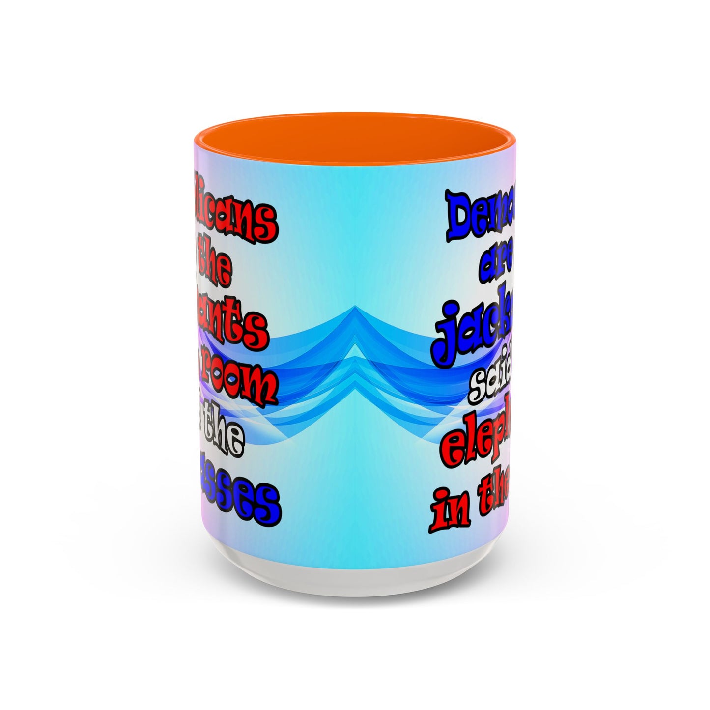 donkeys and elephants - Accent Mug (light blue-pink wave)