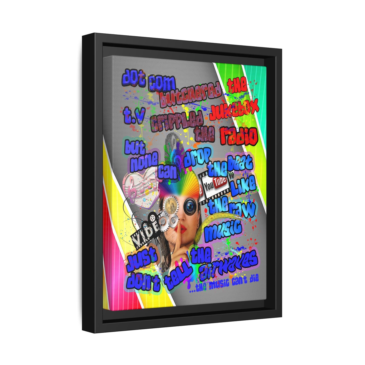 drop the beat - framed canvas art (rainbow split)