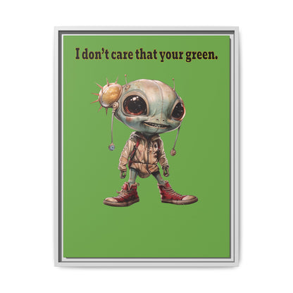 I don't care that your green - framed canvas art (green)