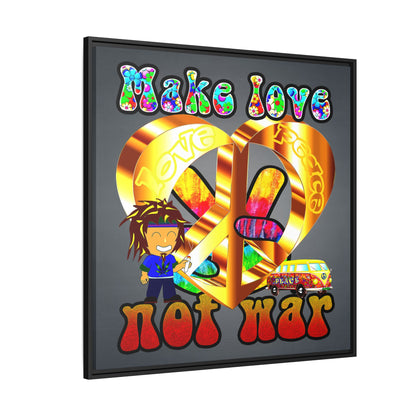 love peace - framed canvas art (grey-light grey)