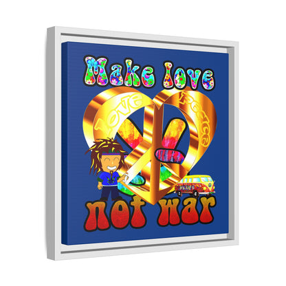 love peace - framed canvas art (dark blue)